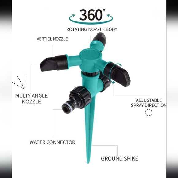 UPSTONE Lawn Sprinkler Automatic 360° Rotating Up to 3000 sq ft adjustable - Picture 5 of 7